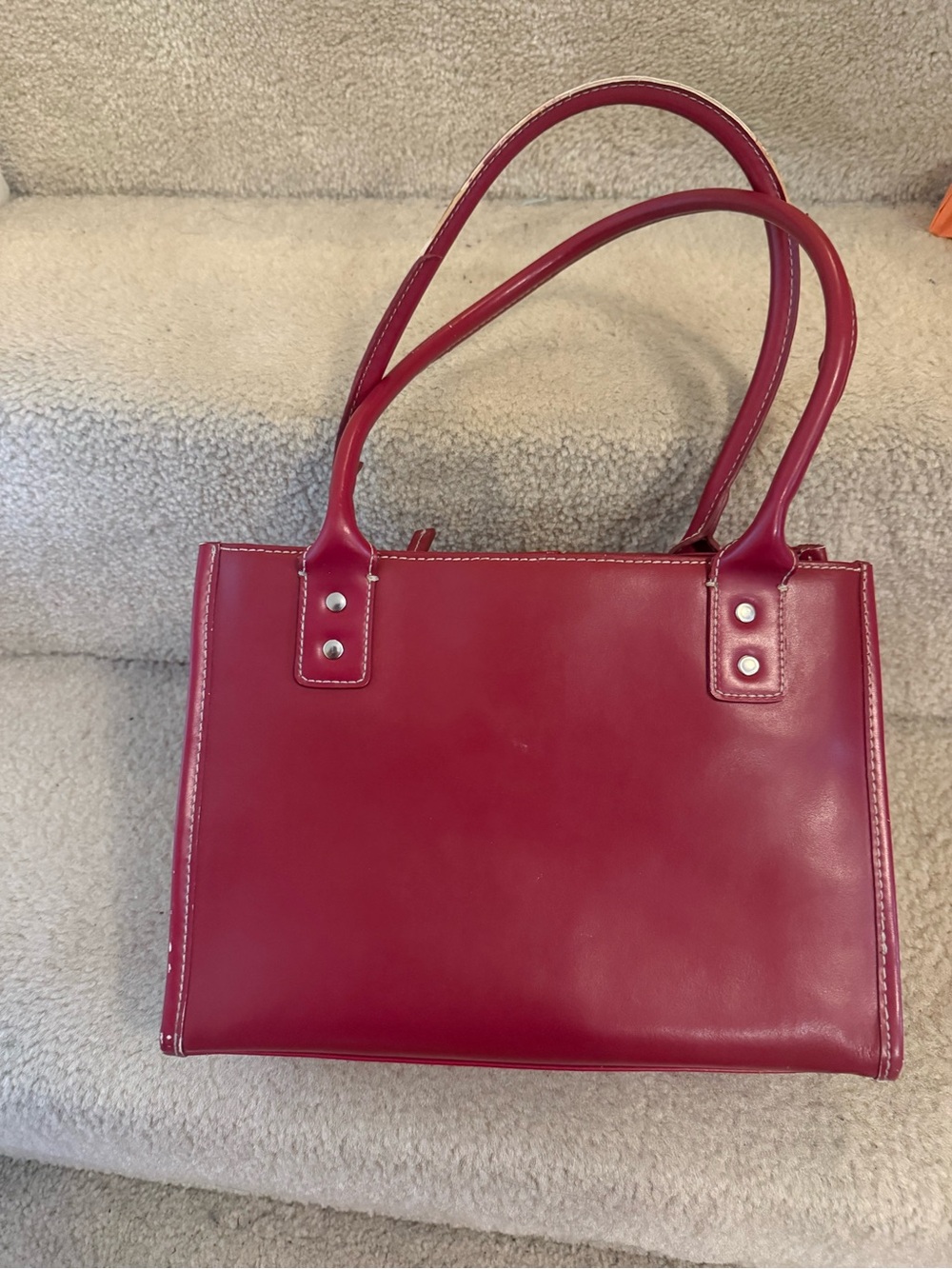 Red Women’s Leather Tote Bag - Classic Structured Handbag